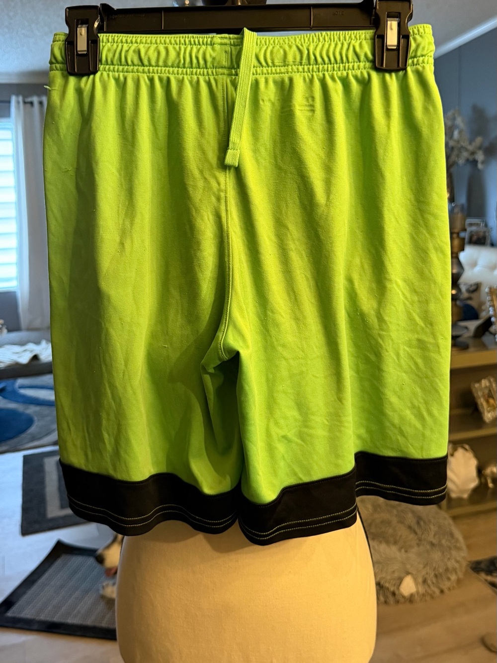 Men's Neon Green Athletic Shorts with Black Trim